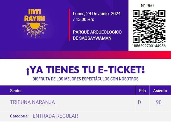 Inti Raymi Ticket